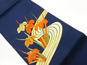 菖蒲に流水模様織出し名古屋帯